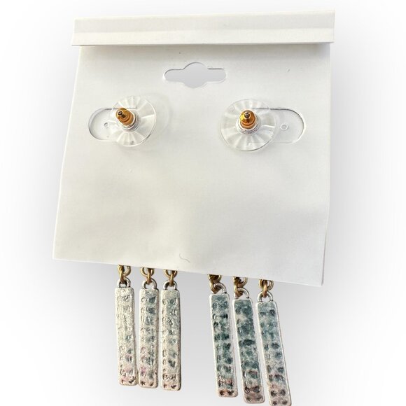 CAbi Hammered Metal TRIO ID I.D. Earrings #2157 Gold Silver Tone New $39 - Picture 3 of 4